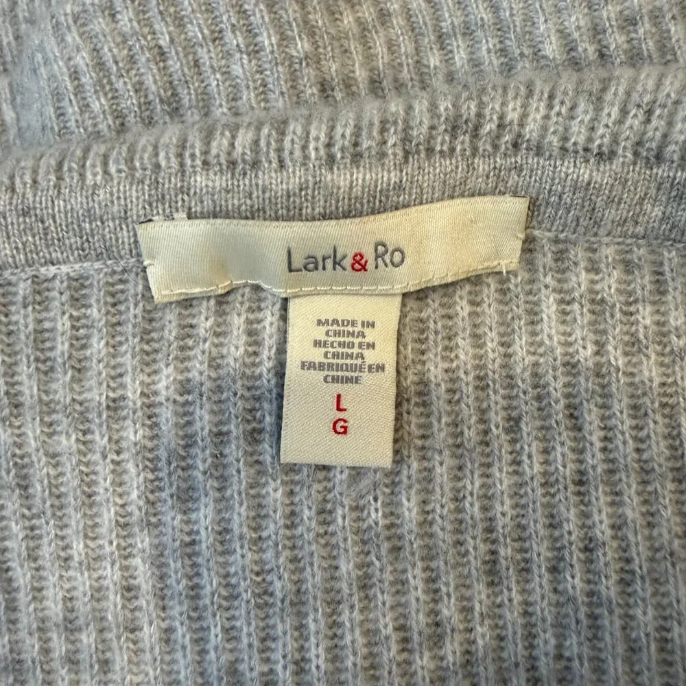 Lark & Ro 100% Cashmere Off Shoulder Ribbed Sweater Gray Size Large - Picture 8 of 15